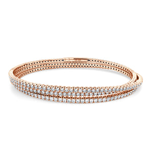 14k Gold & Diamond Flexible 3-Row Bangle