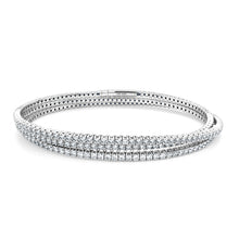 Load image into Gallery viewer, 14k Gold &amp; Diamond Flexible 3-Row Bangle