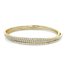 Load image into Gallery viewer, 14k Gold &amp; Diamond Flexible 3-Row Bangle