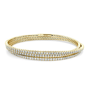14k Gold & Diamond Flexible 3-Row Bangle
