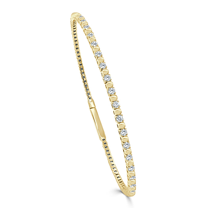 14k Gold & Diamond Flexible Beaded Bangle