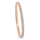 14k Gold & Diamond Double Row Flexible Bangle - 2.27ct