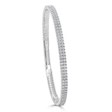 14k Gold & Diamond Double Row Flexible Bangle - 2.27ct