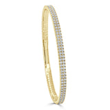 14k Gold & Diamond Double Row Flexible Bangle - 2.27ct