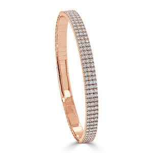 14k Gold & Diamond 3-Row Flexible Bangle Bracelet