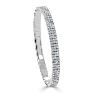 14k Gold & Diamond 3-Row Flexible Bangle Bracelet