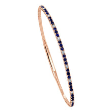 Load image into Gallery viewer, 14K Gold Diamond &amp; Sapphire Alternating Flexible Bangle