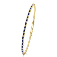 Load image into Gallery viewer, 14k Gold Diamond &amp; Sapphire Alternating Flexible Bangle