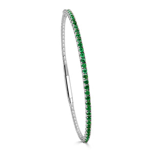 14K Gold & Green Emerald Flexible Bangle
