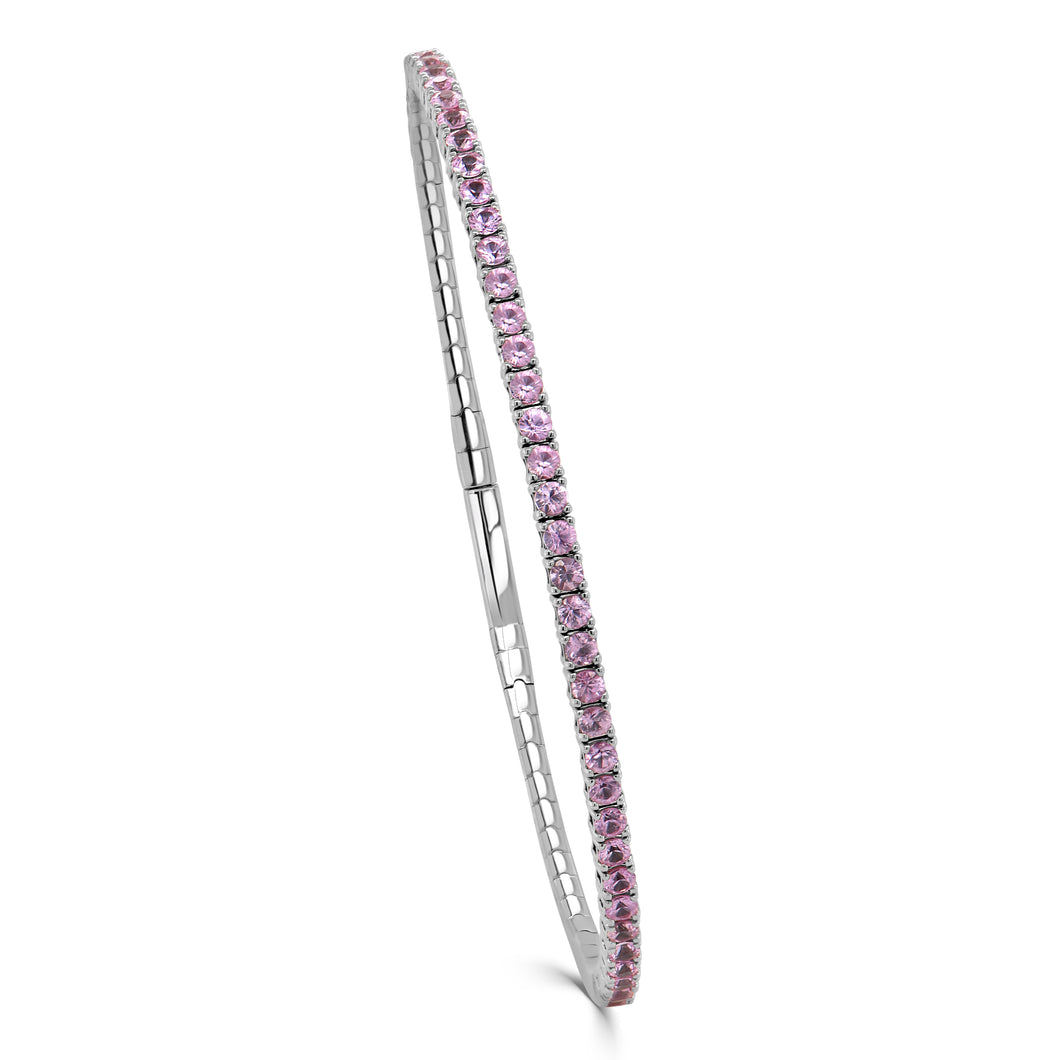 14K Gold & Pink Sapphire Flexible Bangle