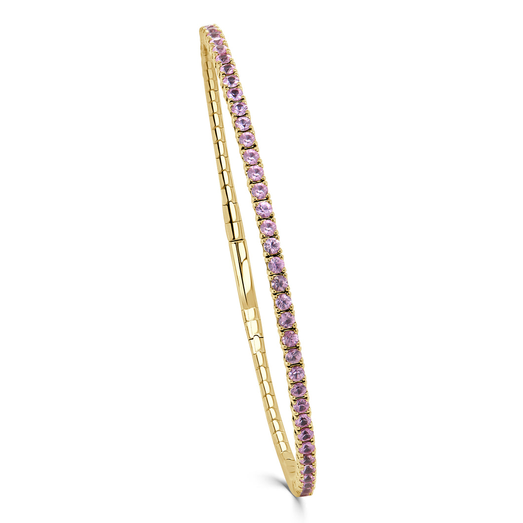 14K Gold & Pink Sapphire Flexible Bangle