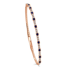 Load image into Gallery viewer, 14K Gold Sapphire &amp; Diamond Flexible Bangle