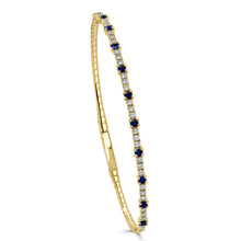 Load image into Gallery viewer, 14K Gold Sapphire &amp; Diamond Flexible Bangle