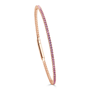 14K Gold & Pink Sapphire Flexible Eternity Bangle