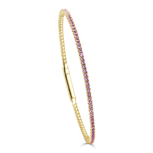 14K Gold & Pink Sapphire Flexible Eternity Bangle