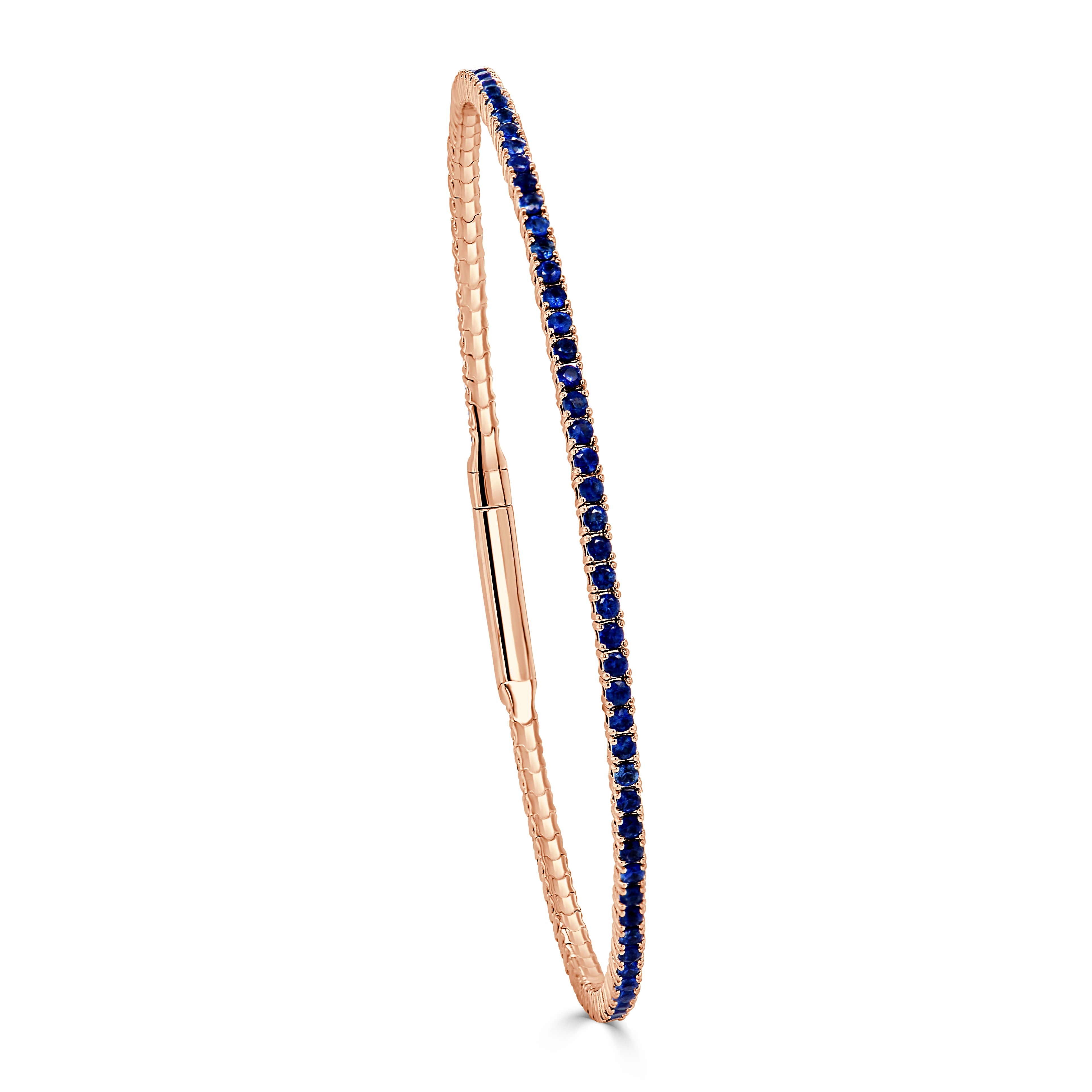 14K Gold & Blue Sapphire Flexible Eternity Bangle - 2.01ct
