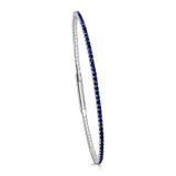14K Gold & Blue Sapphire Flexible Eternity Bangle - 2.01ct