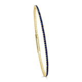 14K Gold & Blue Sapphire Flexible Eternity Bangle - 2.01ct