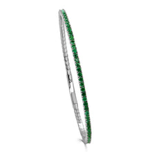 Load image into Gallery viewer, 14K Gold &amp; Green Emerald Flexible Bangle