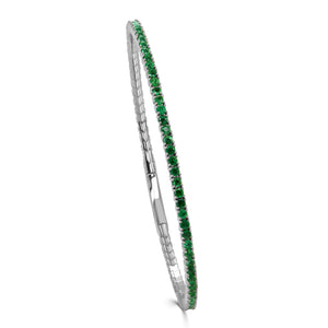 14K Gold & Green Emerald Flexible Bangle