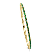Load image into Gallery viewer, 14K Gold &amp; Green Emerald Flexible Bangle