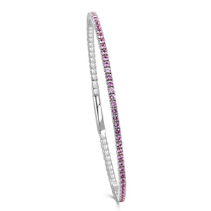 14K Gold & Pink Sapphire Flexible Eternity Bangle