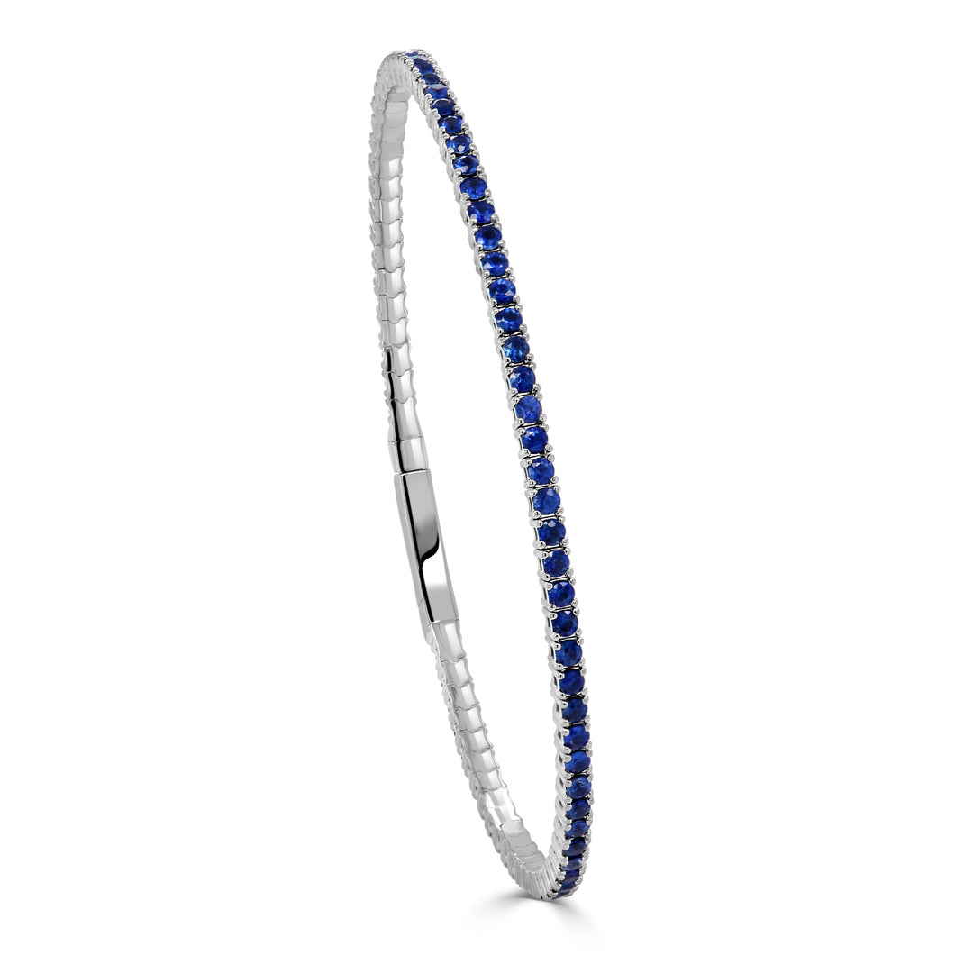 14K Gold & Blue Sapphire Flexible Eternity Bangle