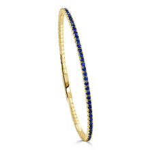 Load image into Gallery viewer, 14K Gold &amp; Blue Sapphire Flexible Eternity Bangle