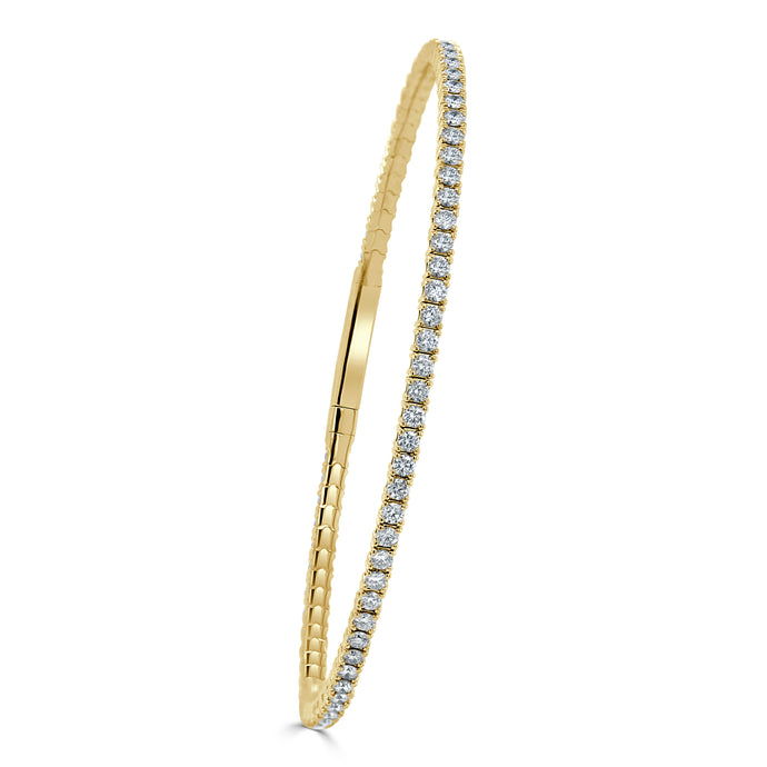 14k Gold & Diamond Flexible Bangle