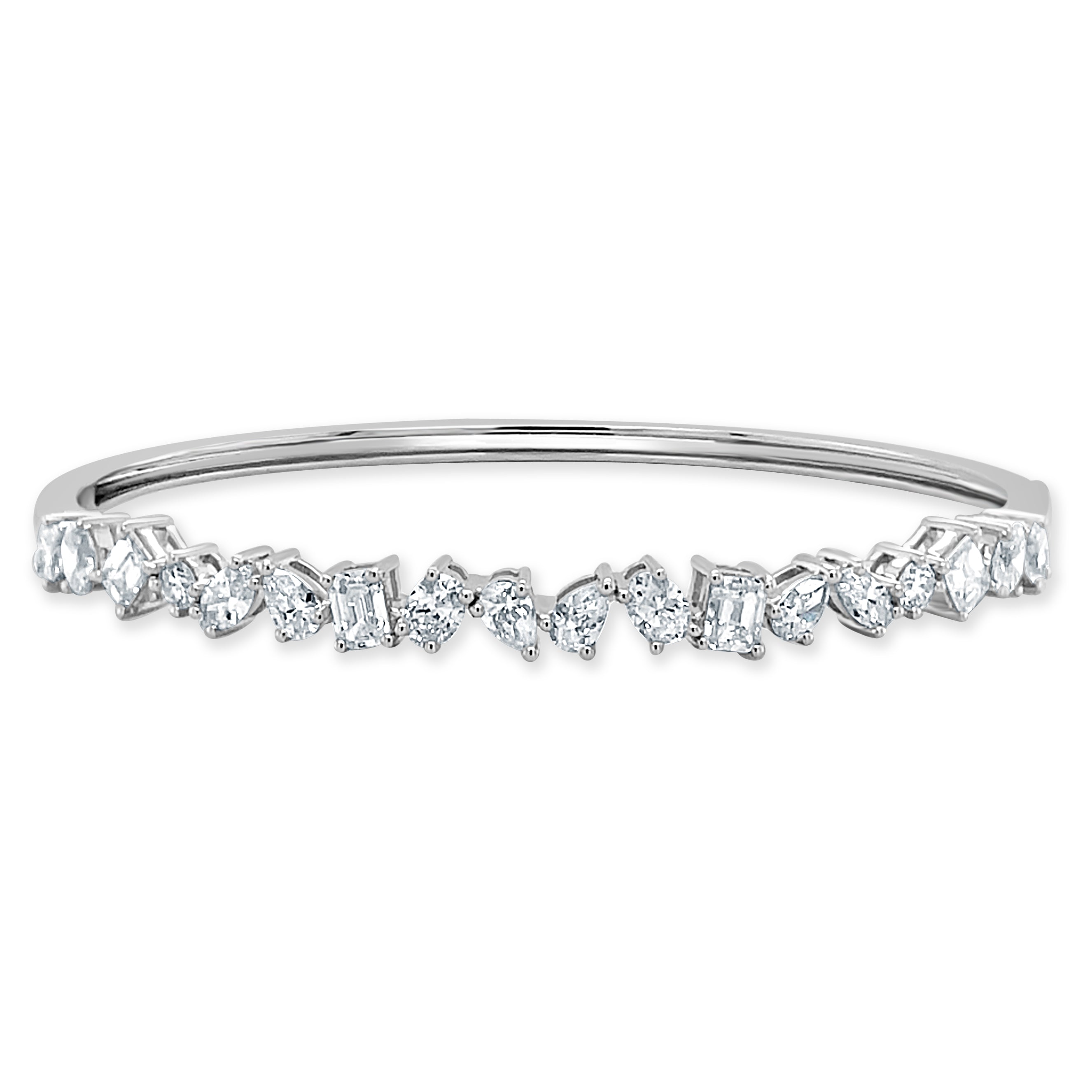 14k Gold & Fancy-Shape Diamond Bangle - 3.08ct