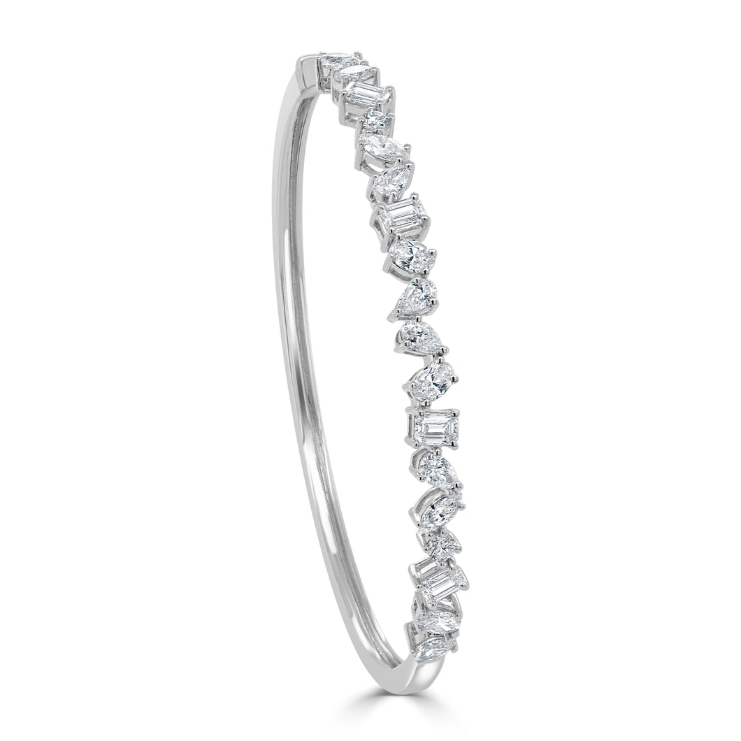 14k Gold & Fancy-Shape Diamond Bangle