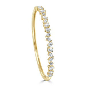 14k Gold & Fancy-Shape Diamond Bangle