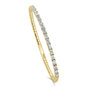 14k Gold & Emerald-Cut Flexible Bangle