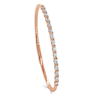 14k Gold & Oval Diamond Flexible Bangle