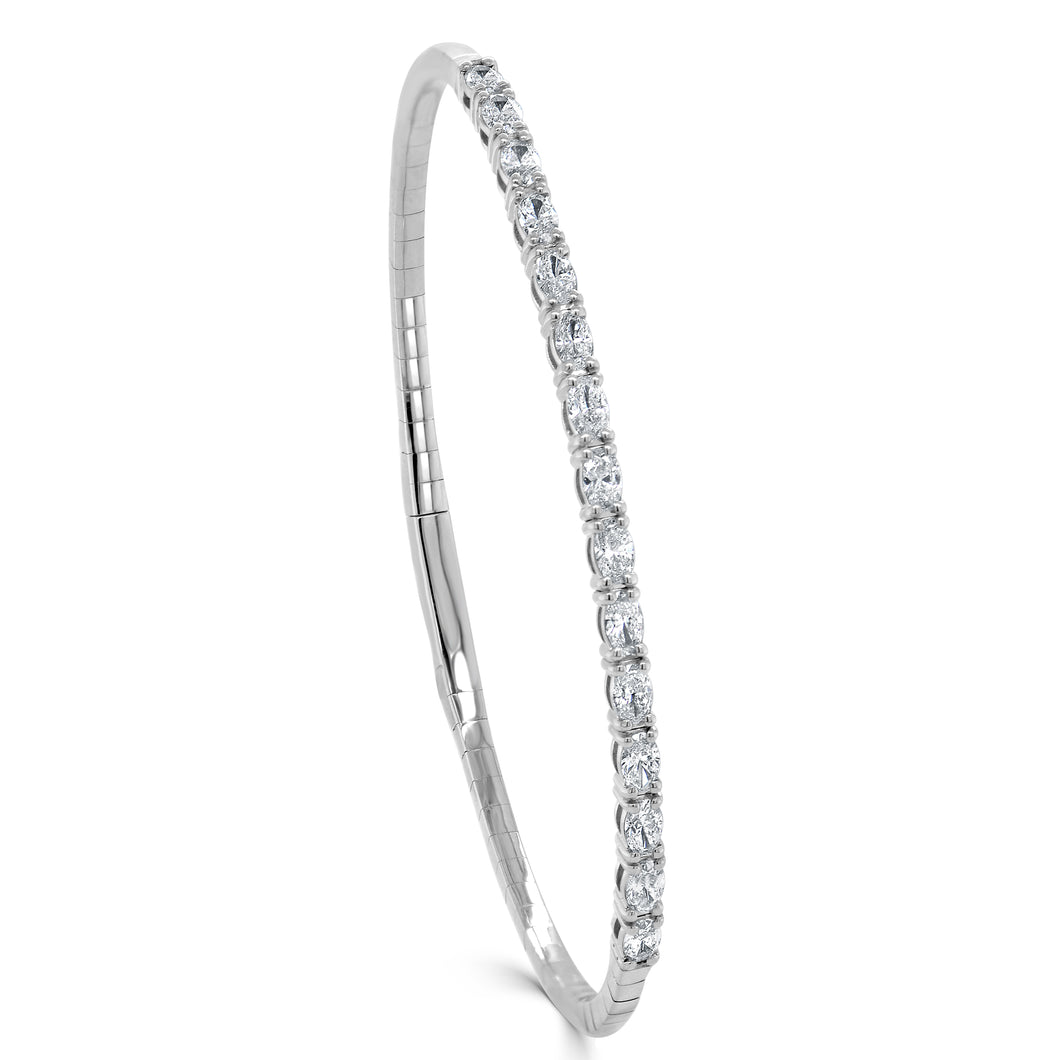 14k Gold & Oval Diamond Flexible Bangle