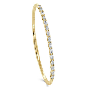 14k Gold & Oval Diamond Flexible Bangle