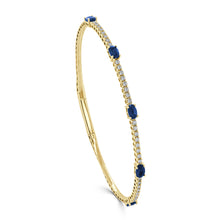 Load image into Gallery viewer, 14K Gold Diamond &amp; Sapphire Flexible Station Bangle