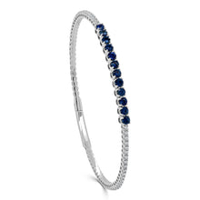 Load image into Gallery viewer, 14K Gold, Blue Sapphire &amp; Diamond Flexible Bangle