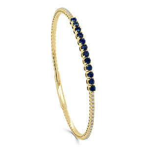 14K Gold, Blue Sapphire & Diamond Flexible Bangle