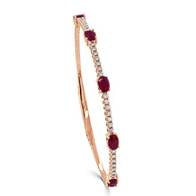 Load image into Gallery viewer, 14K Gold, Ruby Station Diamond Flexible Bangle