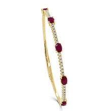 Load image into Gallery viewer, 14K Gold, Ruby Station Diamond Flexible Bangle