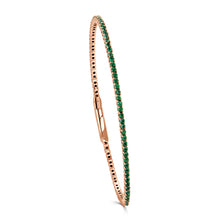 Load image into Gallery viewer, 14K Gold &amp; Green Emerald Flexible Eternity Bangle