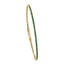 Load image into Gallery viewer, 14K Gold &amp; Green Emerald Flexible Eternity Bangle