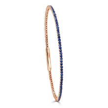Load image into Gallery viewer, 14K Gold &amp; Blue Sapphire Flexible Eternity Bangle