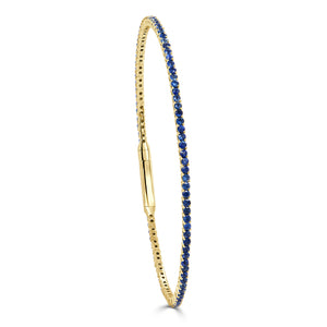 14K Gold & Blue Sapphire Flexible Eternity Bangle