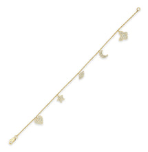Load image into Gallery viewer, 14k Gold &amp; Diamond Charm Bracelet