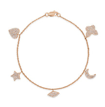 Load image into Gallery viewer, 14k Gold &amp; Diamond Charm Bracelet