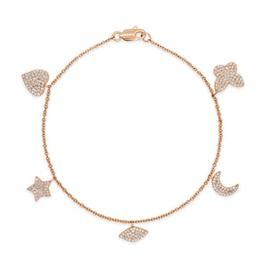 14k Gold & Diamond Charm Bracelet