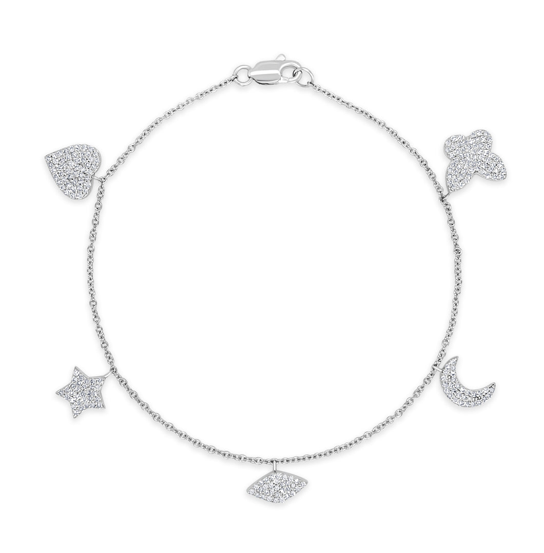 14k Gold & Diamond Charm Bracelet