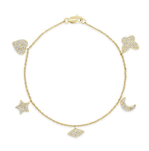 14k Gold & Diamond Charm Bracelet